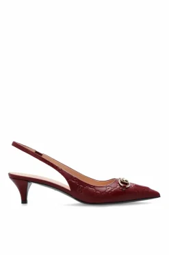 Gucci BORDO Skórzane buty na obcasie