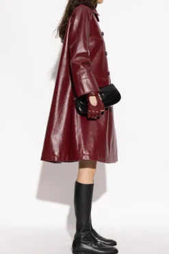 Gucci BORDO Skórzany płaszcz