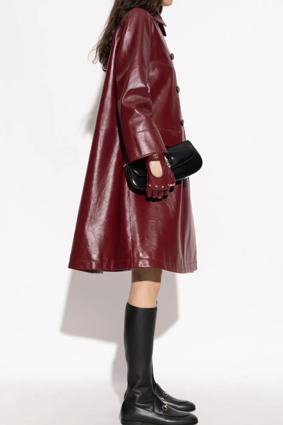 Gucci BORDO Skórzany płaszcz