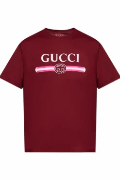 Gucci BORDO T-shirt z nadrukowanym logo
