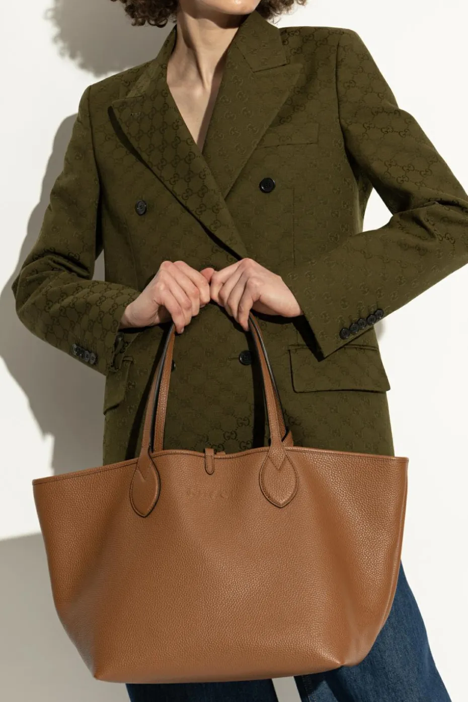 Gucci BRĄZOWY Dwustronna torba `Totissima Large` typu `shopper`