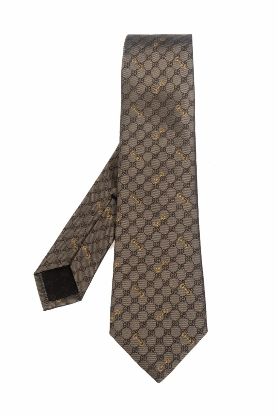 Gucci BRĄZOWY Jedwabny krawat