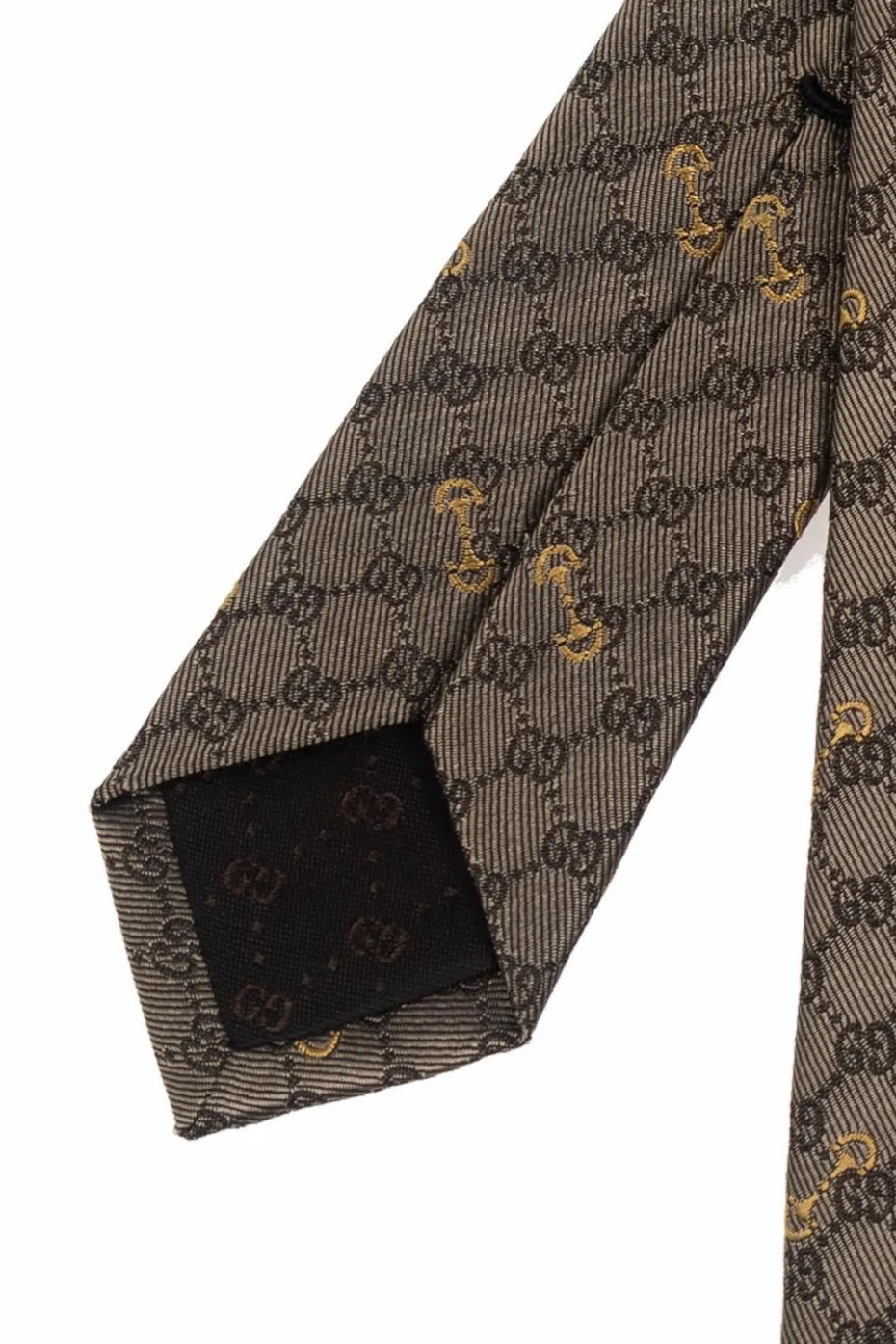Gucci BRĄZOWY Jedwabny krawat
