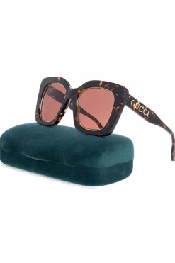 Gucci BRĄZOWY Okulary przeciwsłoneczne z logo