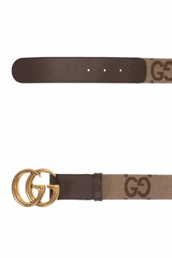 Gucci BRĄZOWY Pasek z płótna ‘GG Supreme’