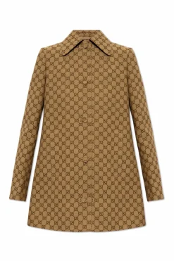 Gucci BRĄZOWY Płaszcz z monogramem
