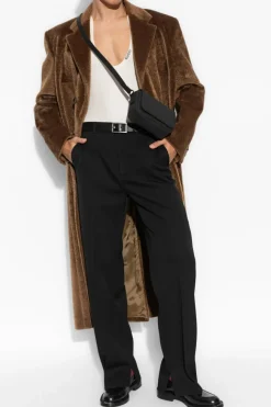 Gucci BRĄZOWY Płaszcz ze sztucznego futra
