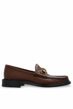 Gucci BRĄZOWY Skórzane buty typu ‘loafers’