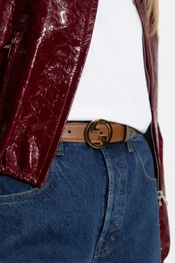 Gucci BRĄZOWY Skórzany pasek