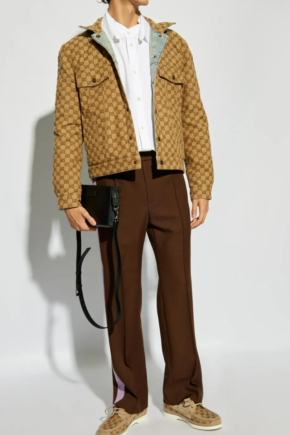 Gucci BRĄZOWY Spodnie z lampasami