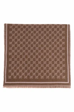 Gucci BRĄZOWY Szal z monogramem