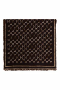 Gucci BRĄZOWY Szal z monogramem