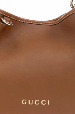 Gucci BRĄZOWY Torba do ręki `GG Emblem Mini`