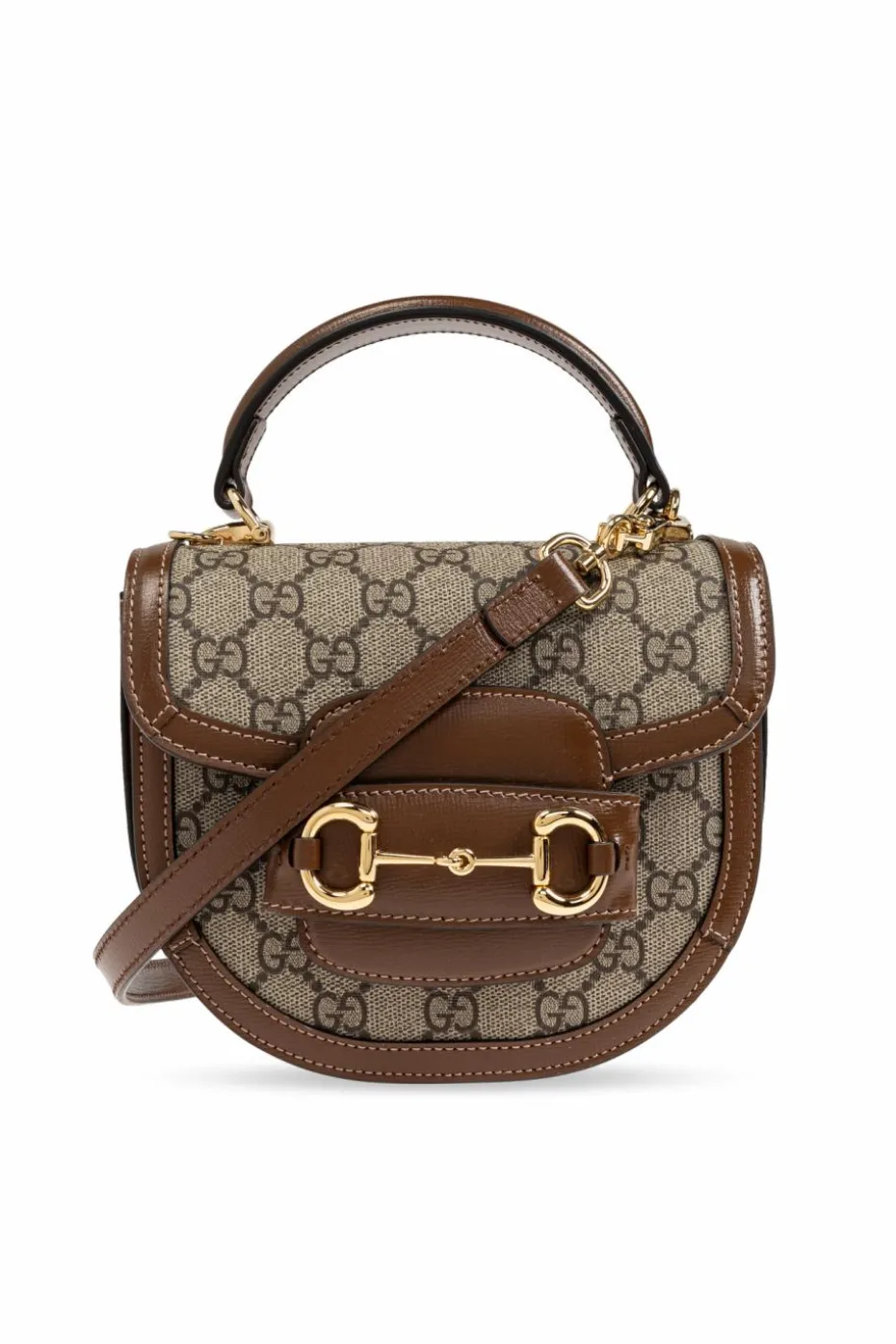 Gucci BRĄZOWY Torba na ramię `Horsebit 1955 Mini`