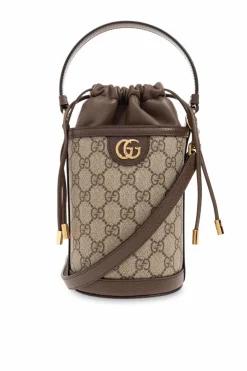 Gucci BRĄZOWY Torba na ramię ‘Ophidia Mini’ typu ‘bucket’