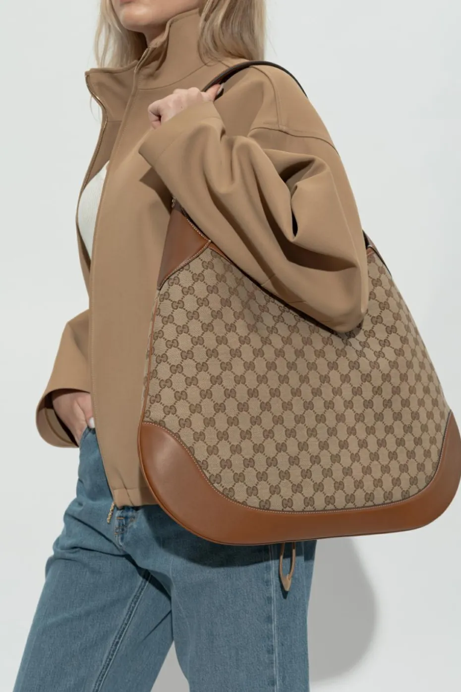 Gucci BRĄZOWY Torba typu shopper `Gucci B Medium`