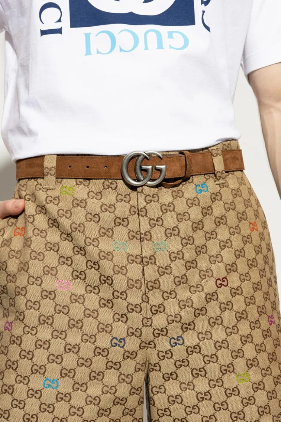 Gucci BRĄZOWY Zamszowy pasek