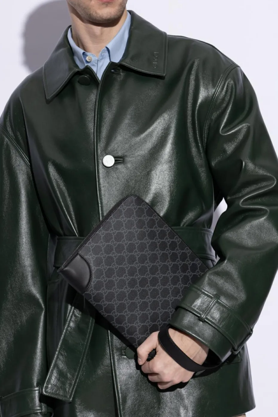 Gucci CZARNY Aktówka `GG Emblem Small`