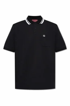 Gucci CZARNY Bawełniane polo z kieszenią