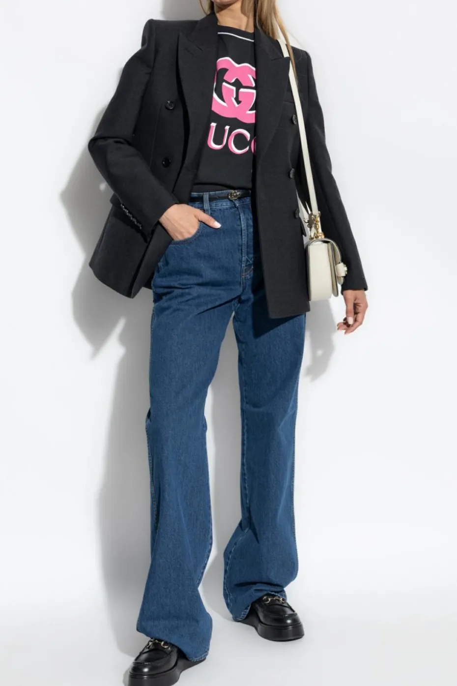 Gucci CZARNY Dwurzędowa marynarka