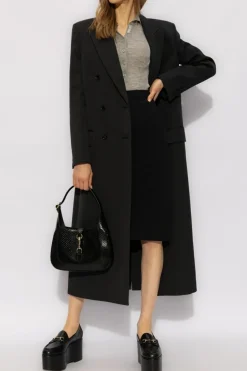 Gucci CZARNY Dwurzędowy płaszcz