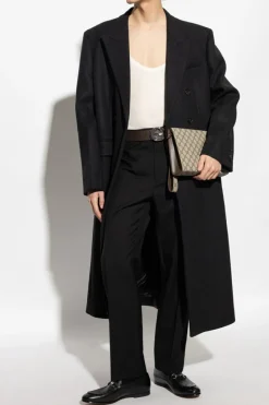 Gucci CZARNY Dwurzędowy wełniany płaszcz