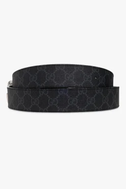 Gucci CZARNY Dwustronny pasek