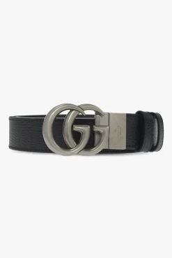 Gucci CZARNY Dwustronny pasek z logo