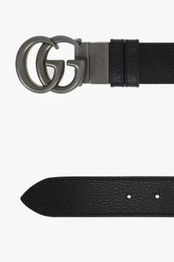 Gucci CZARNY Dwustronny pasek z logo