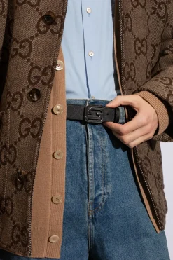 Gucci CZARNY Dwustronny pasek