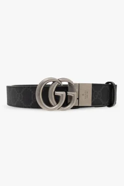 Gucci CZARNY Dwustronny pasek z logo