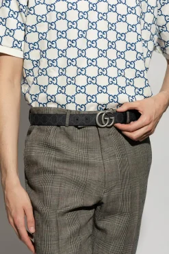 Gucci CZARNY Dwustronny pasek z logo