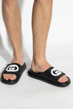 Gucci CZARNY Gumowe klapki