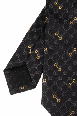 Gucci CZARNY Jedwabny krawat