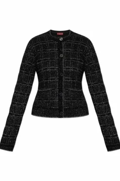 Gucci CZARNY Kardigan z lureksową nicią
