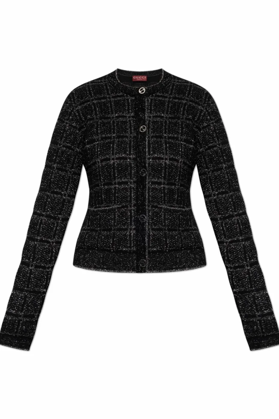 Gucci CZARNY Kardigan z lureksową nicią