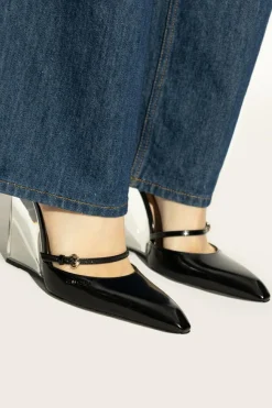Gucci CZARNY Klapki na transparentnym koturnie