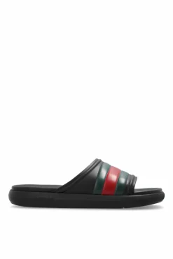 Gucci CZARNY Klapki z logo
