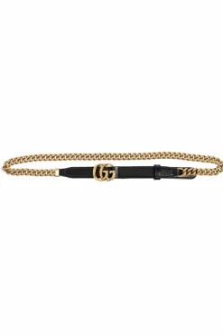 Gucci CZARNY Pasek z łańcuchem