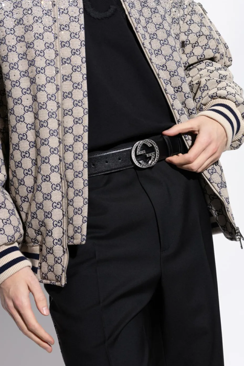 Gucci CZARNY Pasek z logo