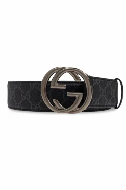 Gucci CZARNY Pasek z płótna `GG Supreme`