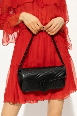 Gucci CZARNY Pikowana torba na ramię ‘GG Marmont 2.0’