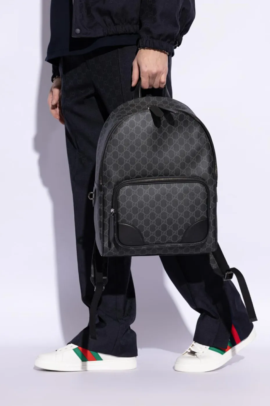 Gucci CZARNY Plecak `GG Emblem Medium`