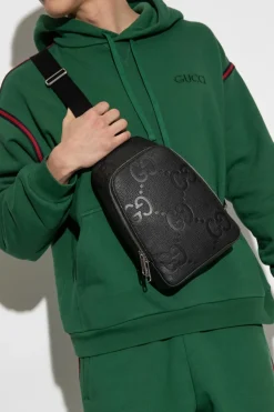 Gucci CZARNY Plecak na jedno ramię ‘Jumbo GG’