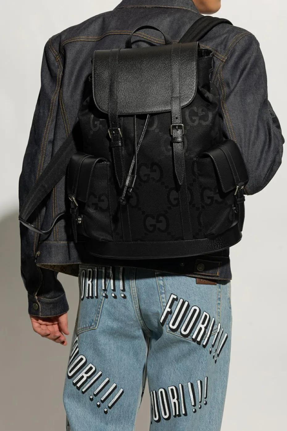 Gucci CZARNY Plecak z monogramem