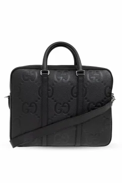 Gucci CZARNY Skórzana aktówka