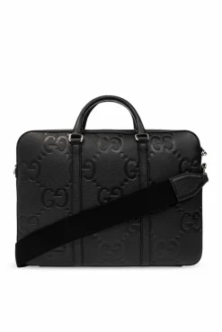 Gucci CZARNY Skórzana aktówka