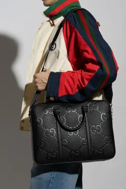 Gucci CZARNY Skórzana aktówka