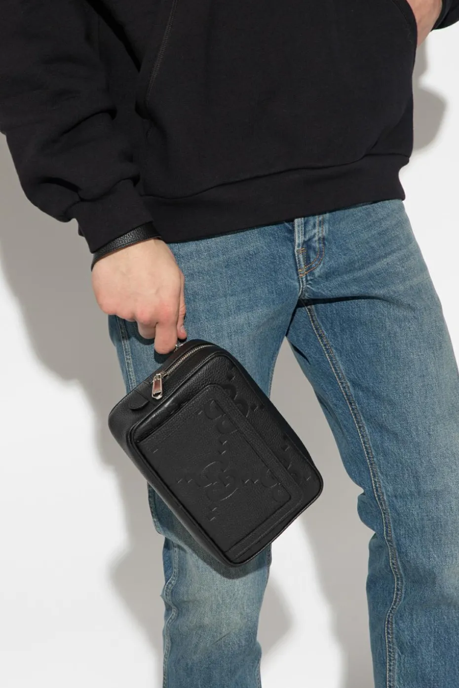 Gucci CZARNY Skórzana torba do ręki