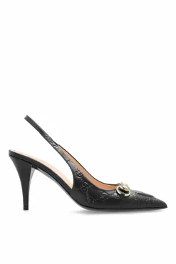 Gucci CZARNY Skórzane buty na obcasie